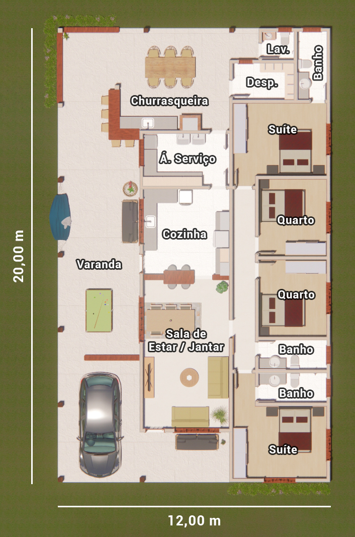 P Casa De Campo Varanda E Quartos Vgprojetos