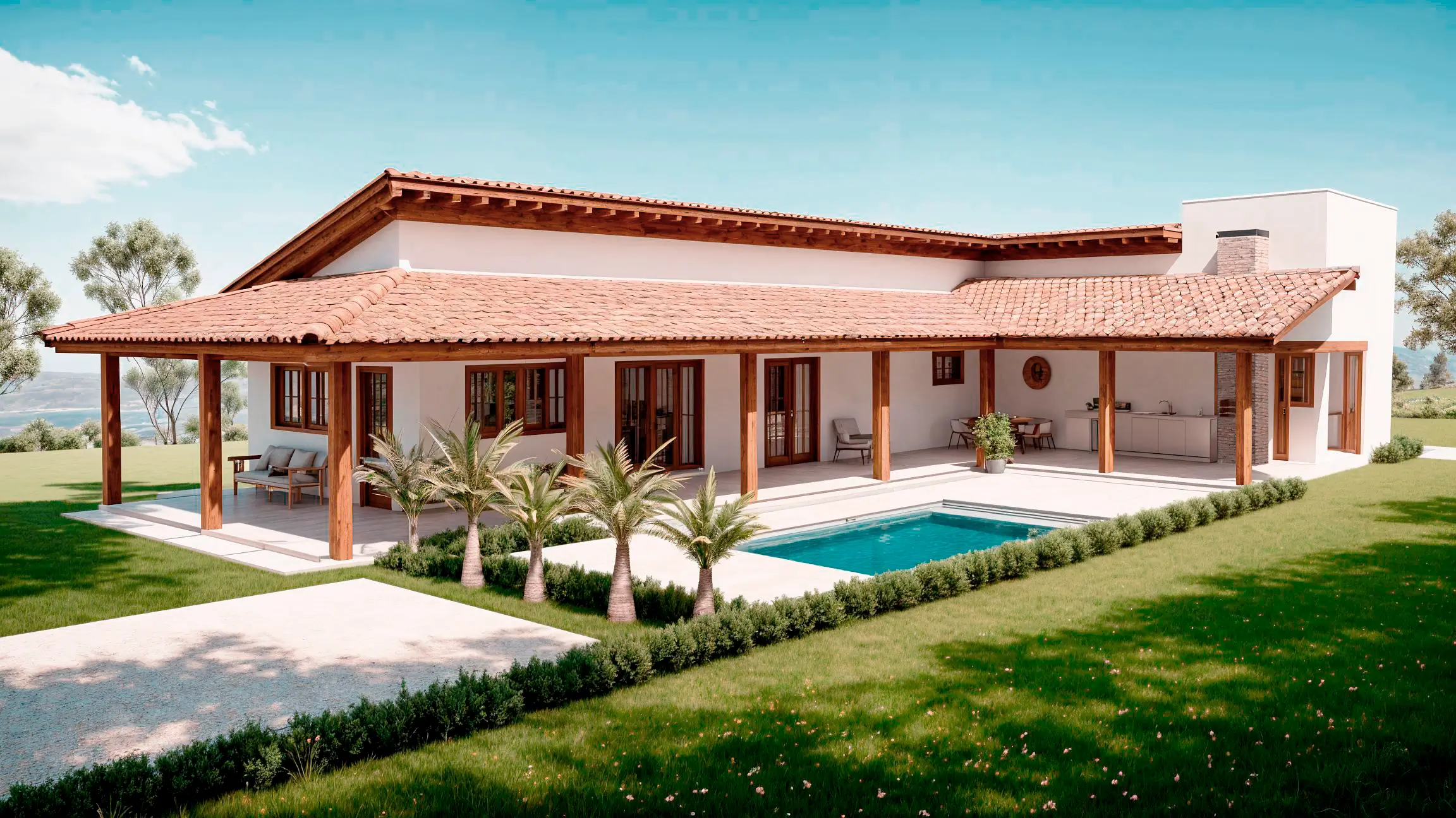 casa de campo em L