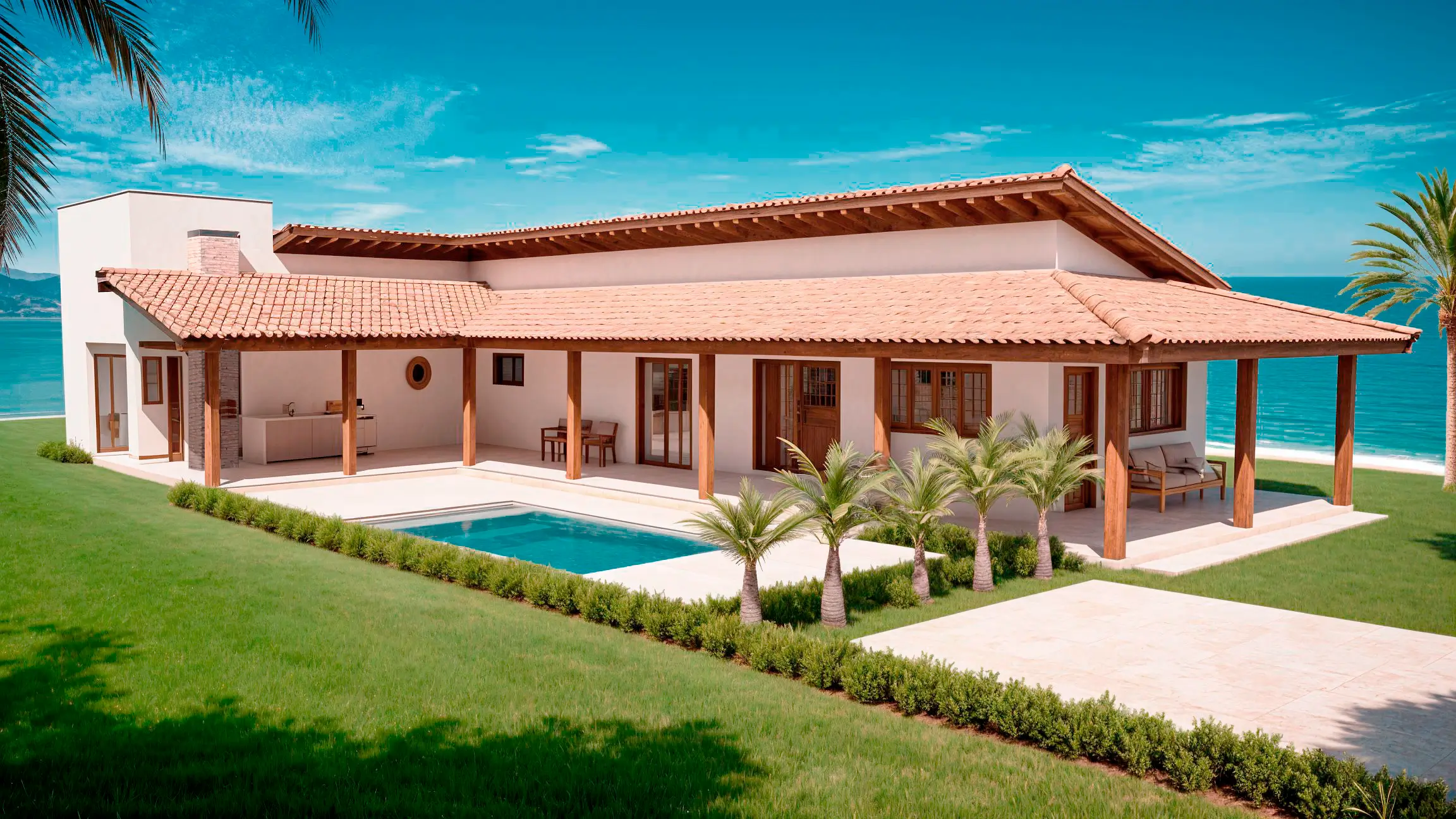 casa de praia com piscina