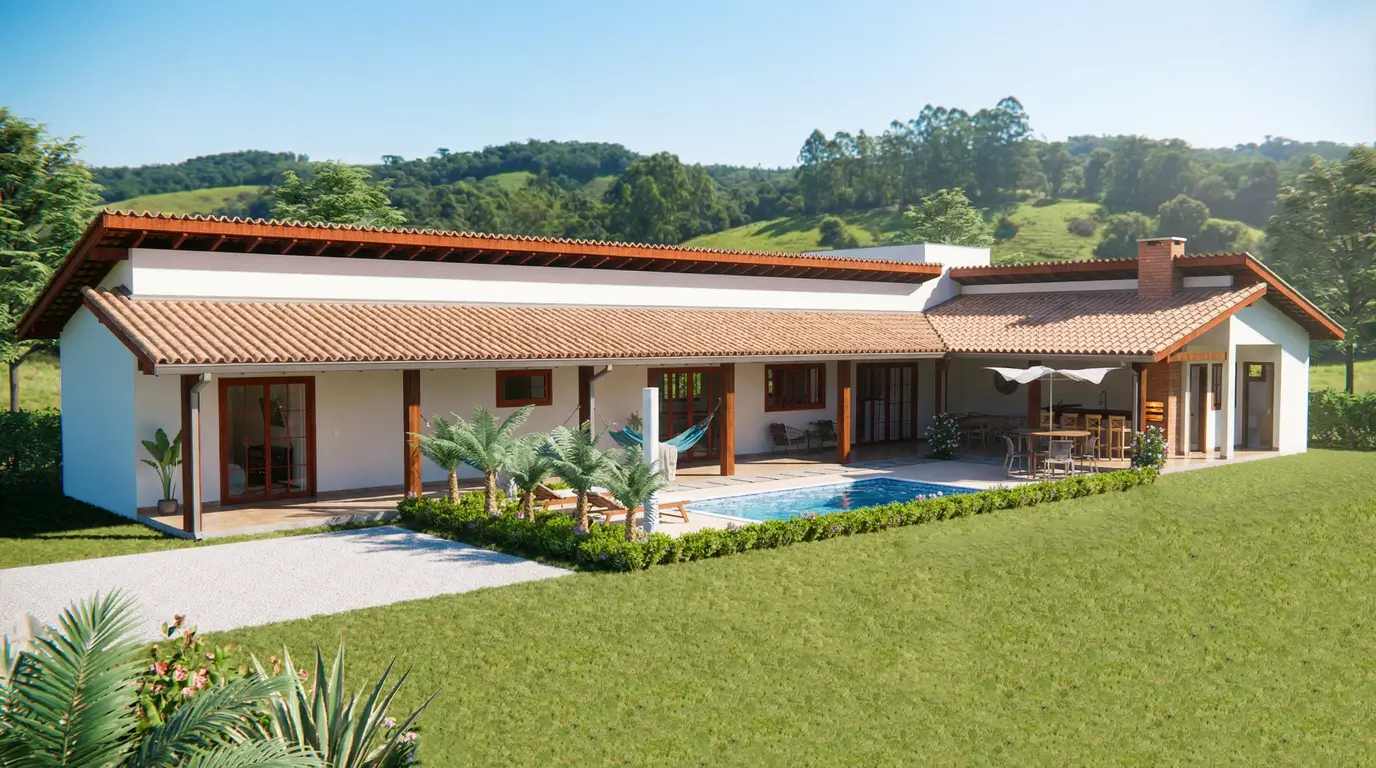 Casa em L com Piscina