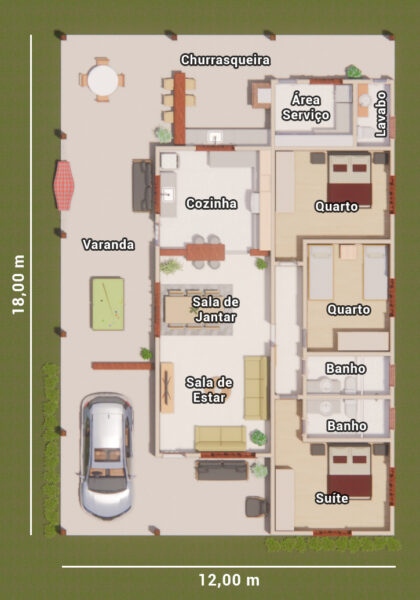 P5i - Casa de Campo com 3 Quartos (Invertido) - VGProjetos