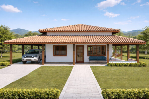 Casa com Varanda e 3 Quartos