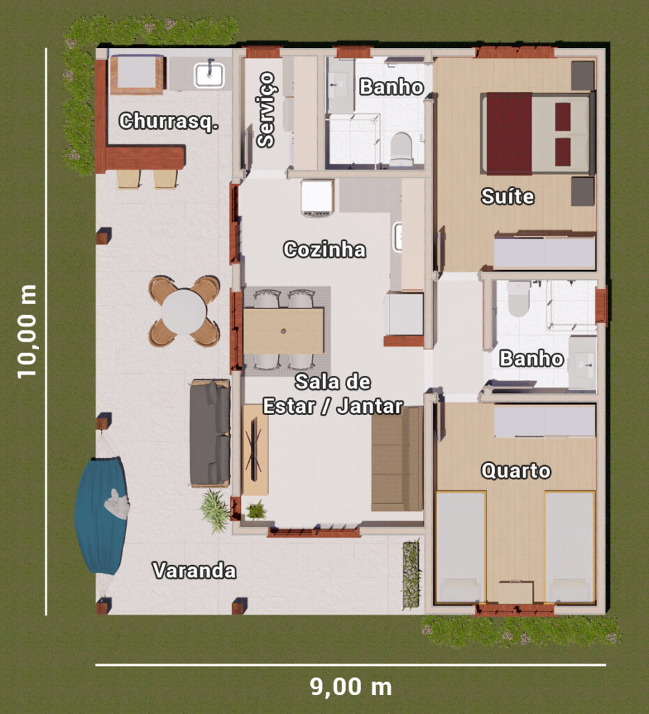 planta de casa de campo simples