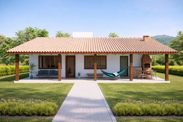 Projeto Casa de Sítio com 2 Quartos