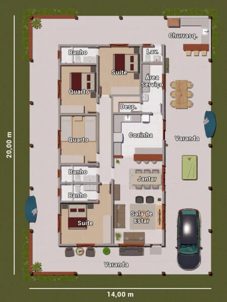 projeto de casa de fazenda