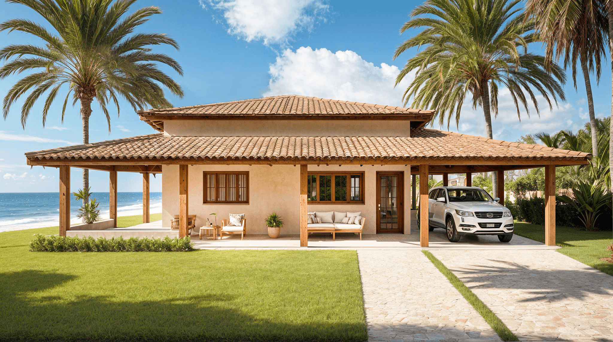 casa de praia com varanda