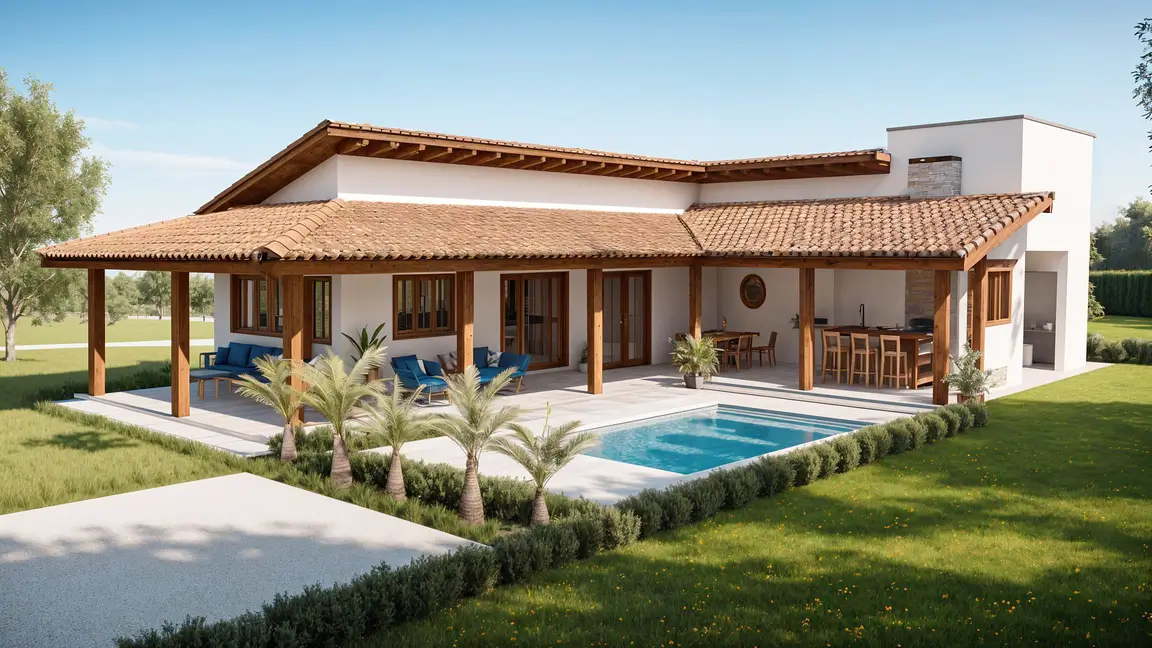 casa de sítio em L
