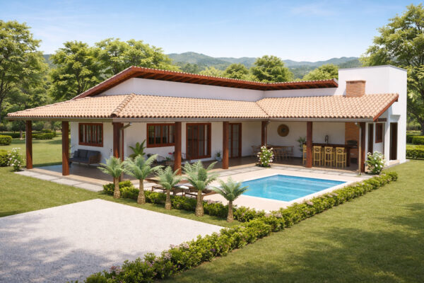 Casa de Sítio em L com 2 Quartos