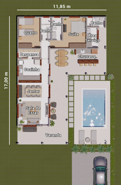 Planta de Casa de Campo em L