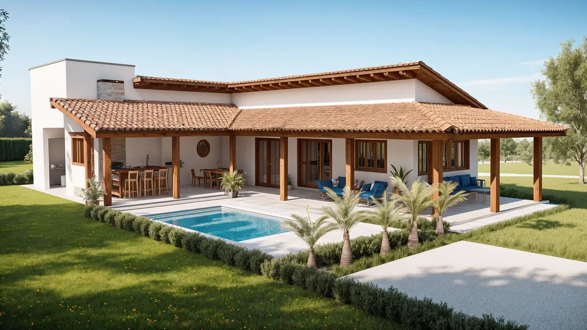 Casa em L com Piscina