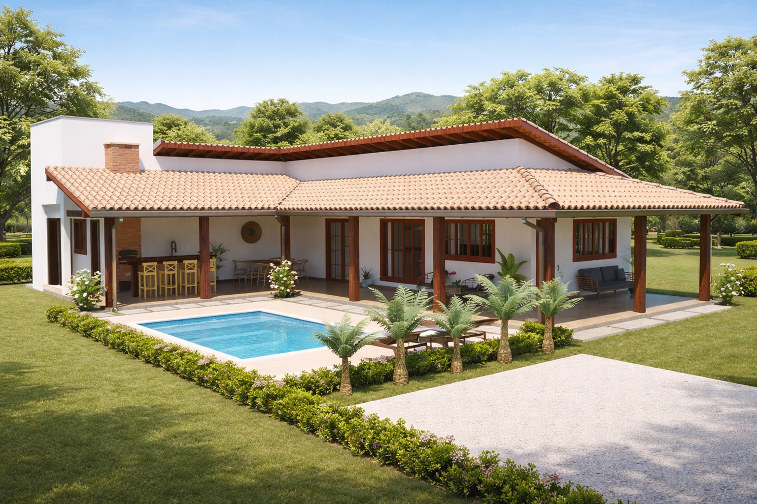 P18i – Casa de Sítio em L com 2 Quartos (Invertido)