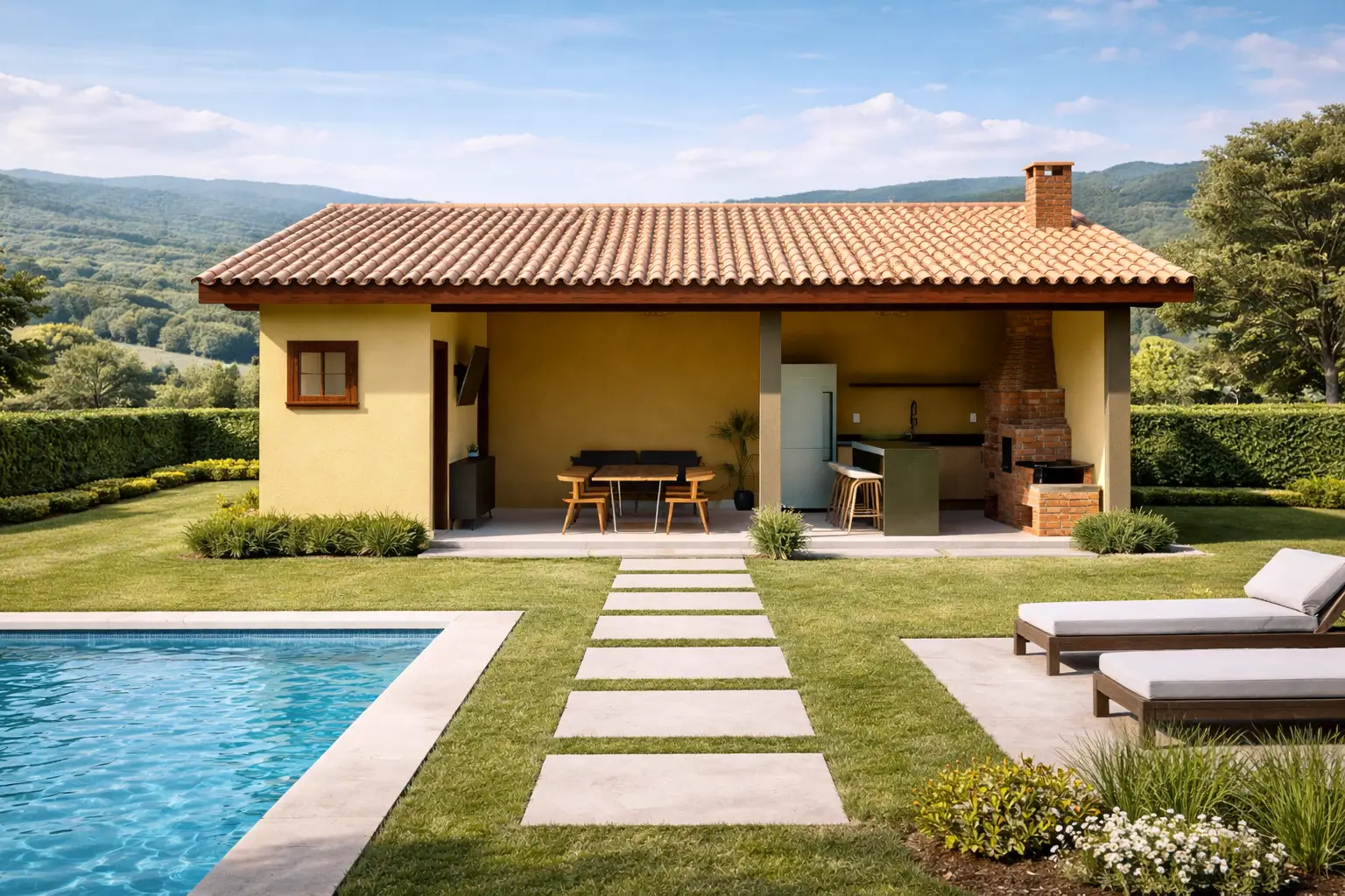 edícula pequena com piscina