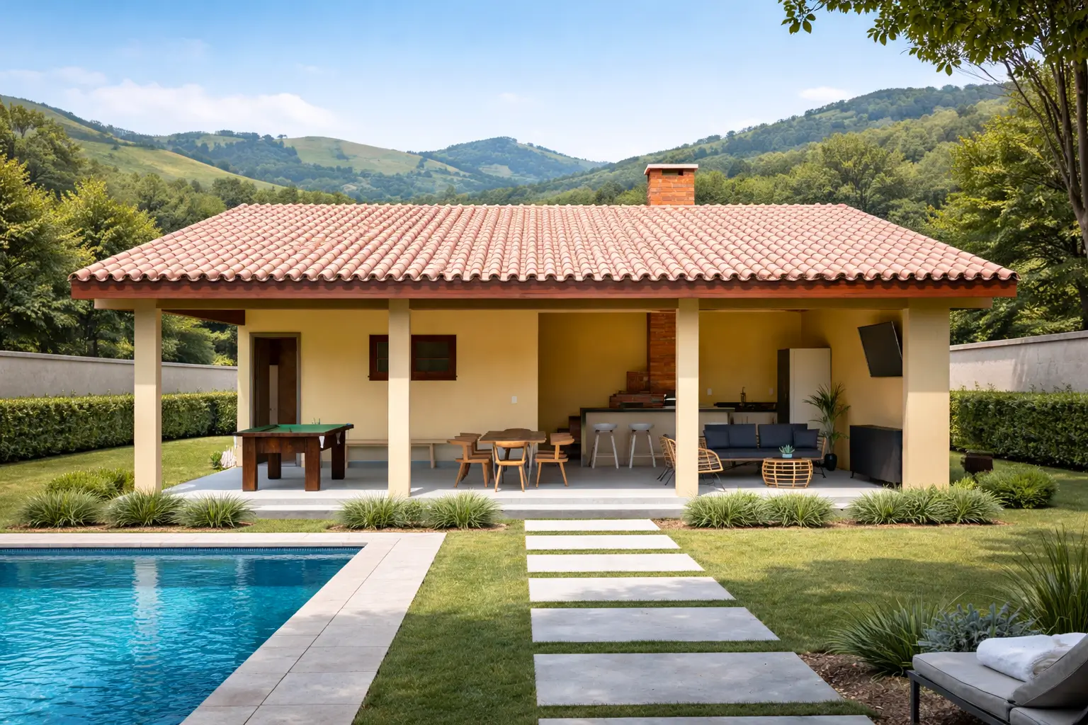 edícula com piscina