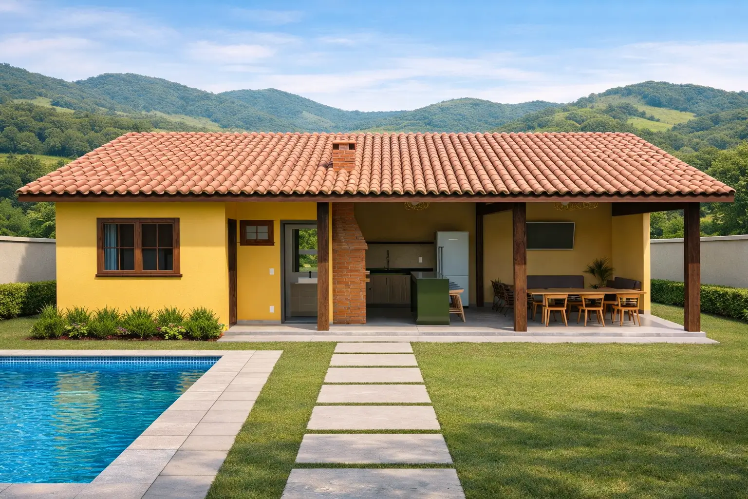 edícula com piscina