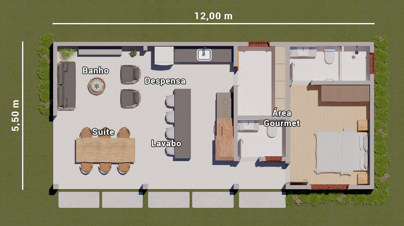 projeto de edícula com 1 quarto