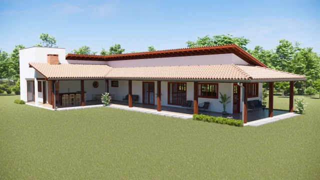 Projeto P17i sem piscina projeto casa de campo em L